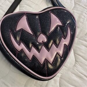 ISO Love, Pain and Stitches, heart shaped crossbody bag